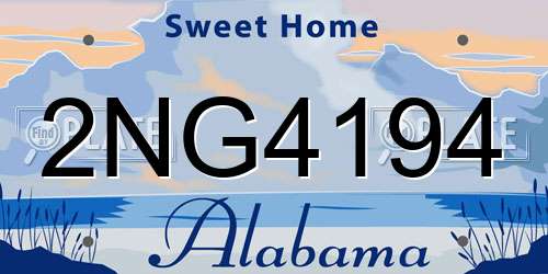2NG4194 Alabama License Plate
