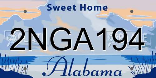 2NGA194 Alabama License Plate