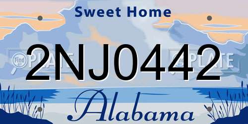 2NJ0442 Alabama License Plate