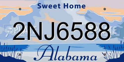 2NJ6588 Alabama License Plate