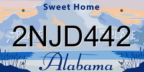 2NJD442 Alabama License Plate