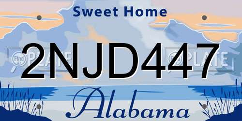 2NJD447 Alabama License Plate