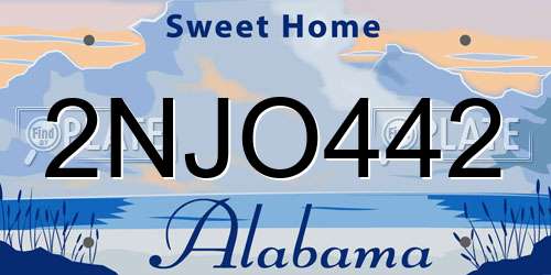 2NJO442 Alabama License Plate