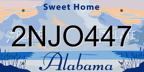 2NJO447 Alabama License Plate
