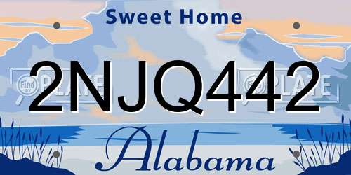 2NJQ442 Alabama License Plate