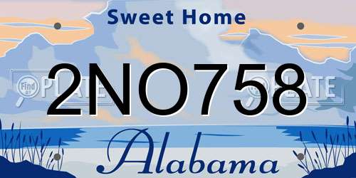 2NO758 Alabama License Plate