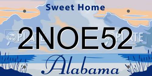 2NOE52 Alabama License Plate