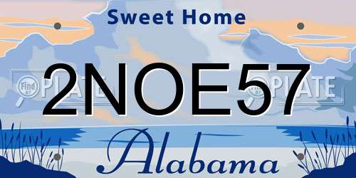 2NOE57 Alabama License Plate