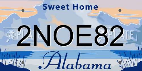 2NOE82 Alabama License Plate