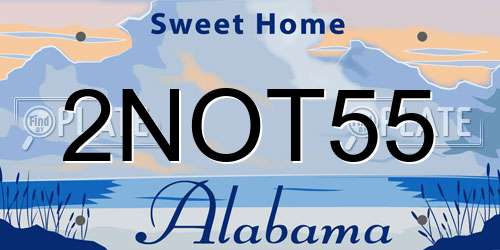 2NOT55 Alabama License Plate