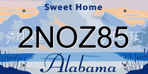 2NOZ85 Alabama License Plate