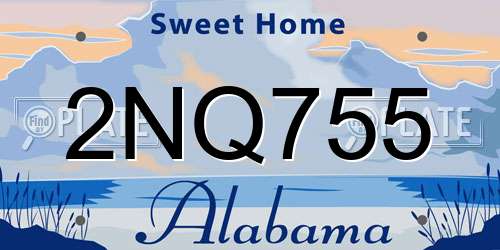 2NQ755 Alabama License Plate