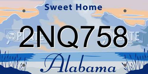 2NQ758 Alabama License Plate