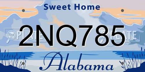 2NQ785 Alabama License Plate