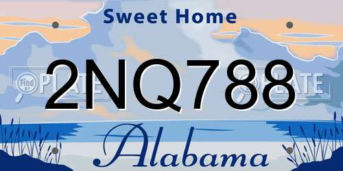 2NQ788 Alabama License Plate