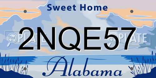 2NQE57 Alabama License Plate