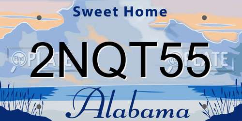 2NQT55 Alabama License Plate