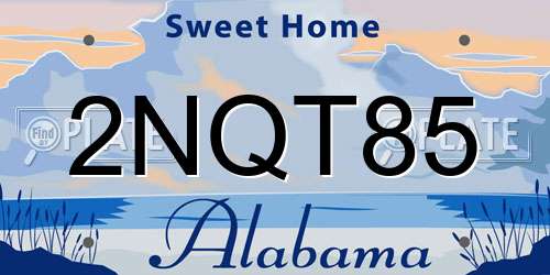 2NQT85 Alabama License Plate