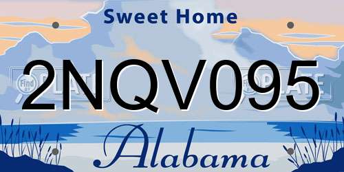 2NQV095 Alabama License Plate
