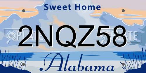 2NQZ58 Alabama License Plate