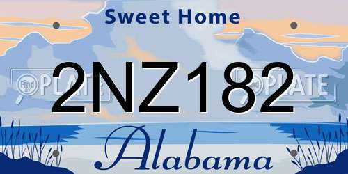 2NZ182 Alabama License Plate