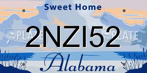 2NZI52 Alabama License Plate