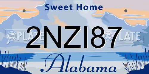 2NZI87 Alabama License Plate