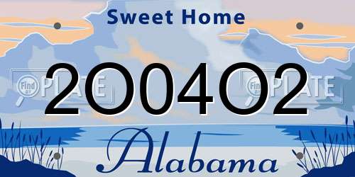 2O04O2 Alabama License Plate