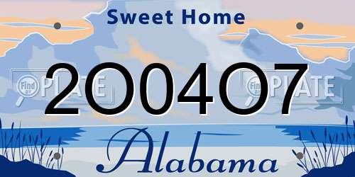 2O04O7 Alabama License Plate