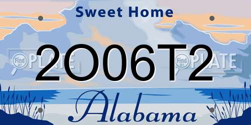 2O06T2 Alabama License Plate