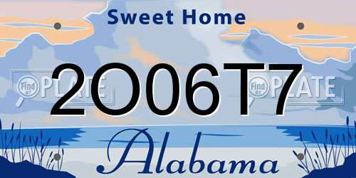 2O06T7 Alabama License Plate
