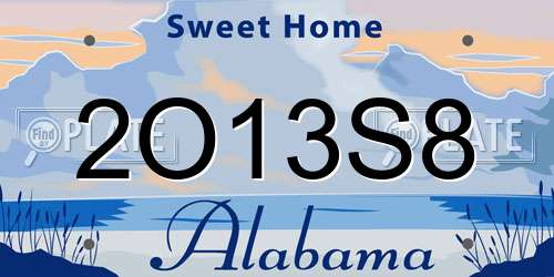 2O13S8 Alabama License Plate