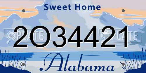 2O34421 Alabama License Plate