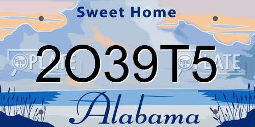 2O39T5 Alabama License Plate