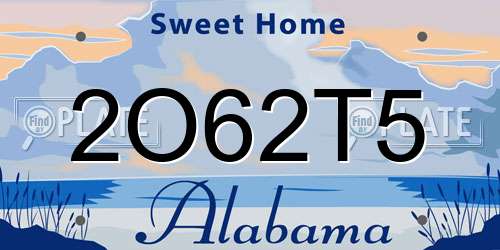 2O62T5 Alabama License Plate