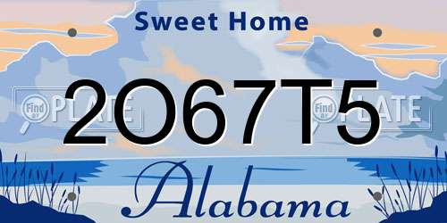 2O67T5 Alabama License Plate
