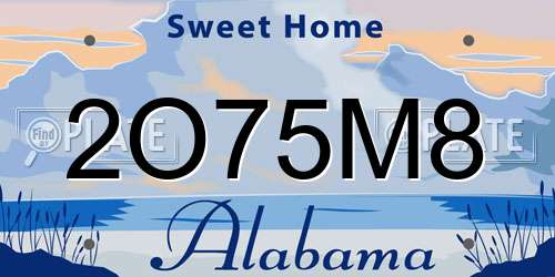 2O75M8 Alabama License Plate