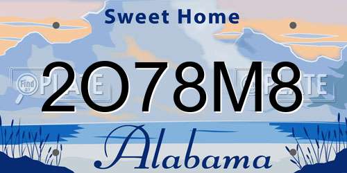 2O78M8 Alabama License Plate