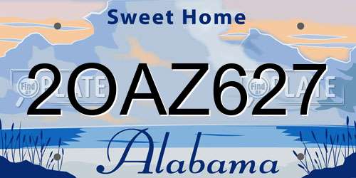 2OAZ627 Alabama License Plate