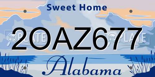 2OAZ677 Alabama License Plate