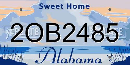 2OB2485 Alabama License Plate