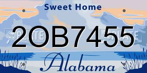 2OB7455 Alabama License Plate