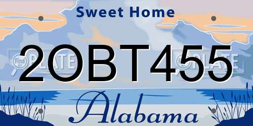 2OBT455 Alabama License Plate