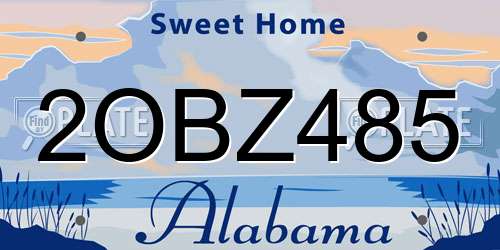 2OBZ485 Alabama License Plate