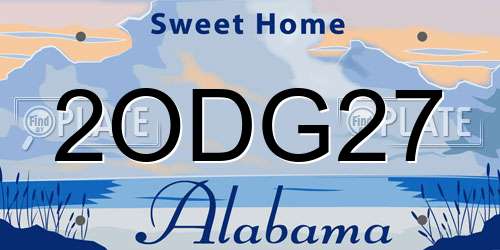 2ODG27 Alabama License Plate