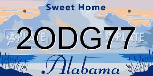 2ODG77 Alabama License Plate