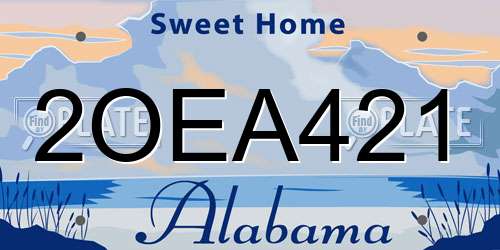 2OEA421 Alabama License Plate