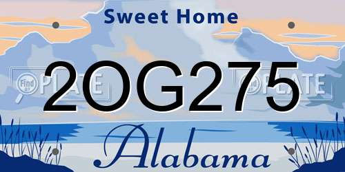 2OG275 Alabama License Plate