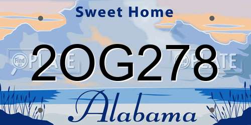 2OG278 Alabama License Plate