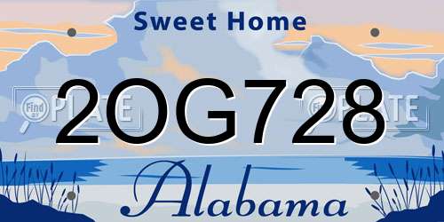 2OG728 Alabama License Plate